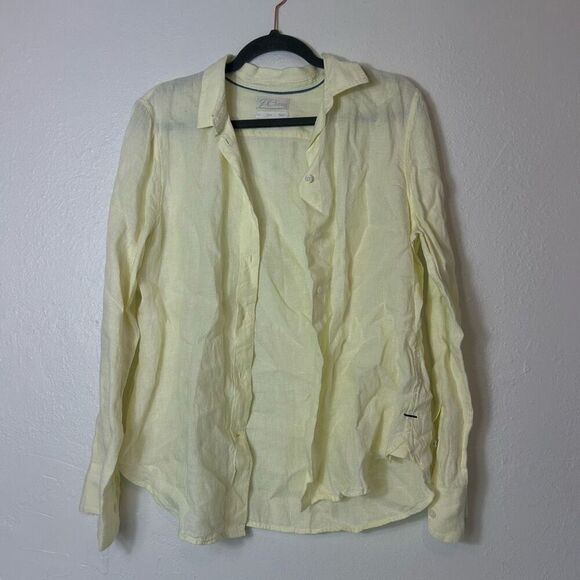 J. Crew slim fit Baird mcnutt Irish linen yellow shirt size 10 - Picture 2 of 8